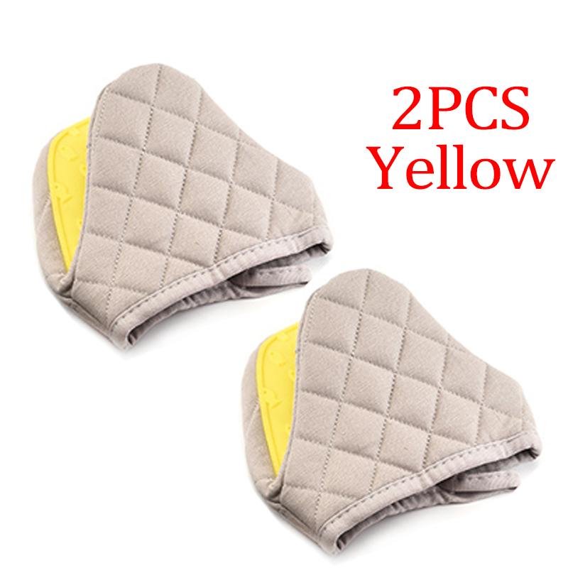 

2PC Silicone Anti-scalding Oven Gloves Mitts Potholder Kitchen Silicone Gloves Tray Dish Bowl Holder Oven Handschoen Hand Clip жовтий