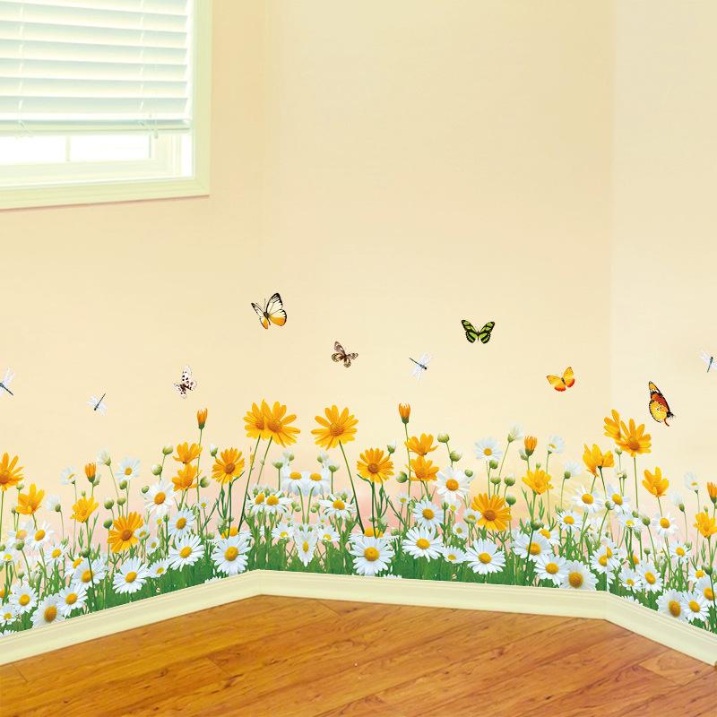 Little daisy skirting board Living room bedroom wall stickers Wall decoration stickers Wall wall stickers