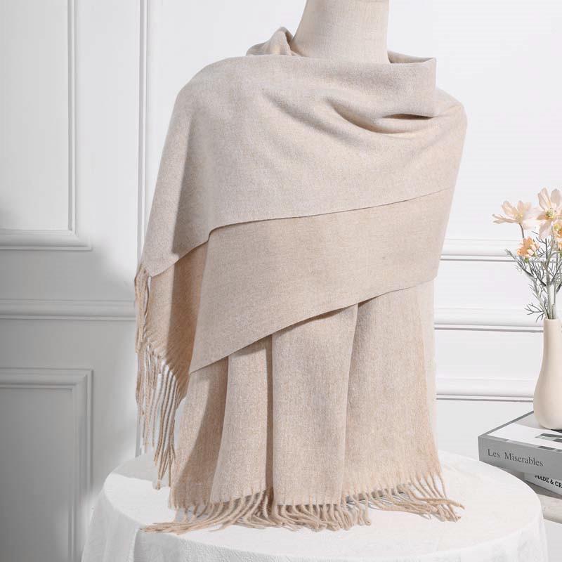 Reversible Cashmere Wool Scarf: Unisex Autumn/Winter, Luxurious Korean Style Shawl.