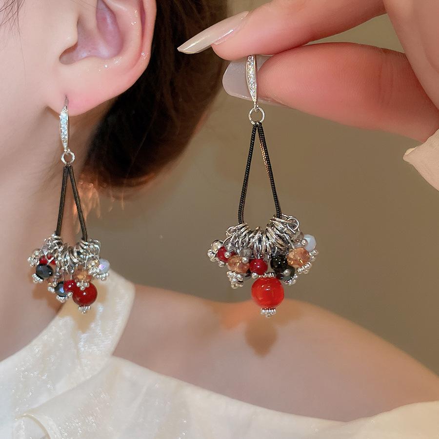 Bohemian ethnic style fringed earrings long niche woven feather earrings new travel wear earrings women