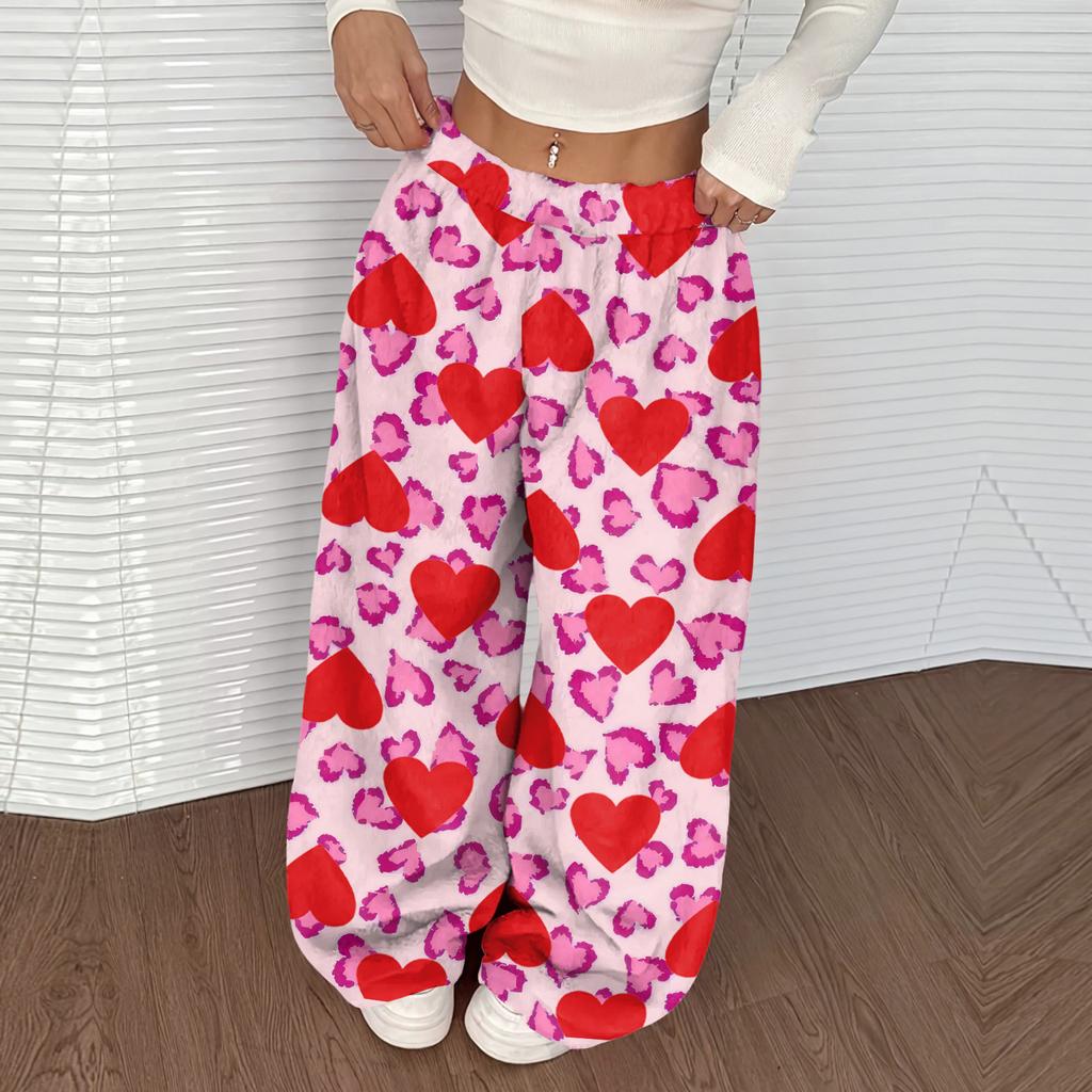 Women's Casual And Fashionable Printed Elastic Waist Loose Wide Leg Pants