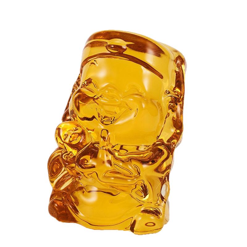 Yellow Crystal Five-Way God of Wealth Home Decoration Ornament: Prosperity Gift for Living Room