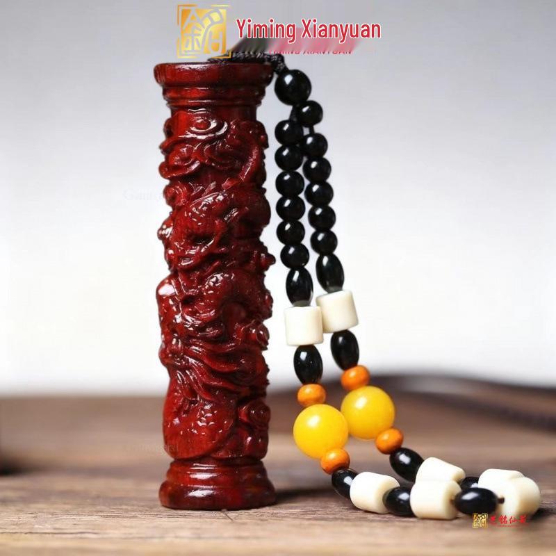 Rosewood Carved Pixiu Ornament: Gourd & Dragon Turtle Handicraft