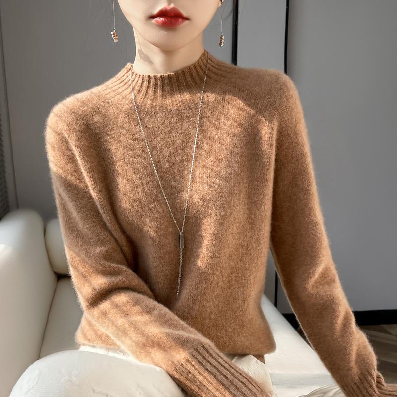 Women's Cashmere Sweater Qinghe Cashmere 30% Cashmere 70% Wool Autumn and Winter Pullover Warm and Fashionable