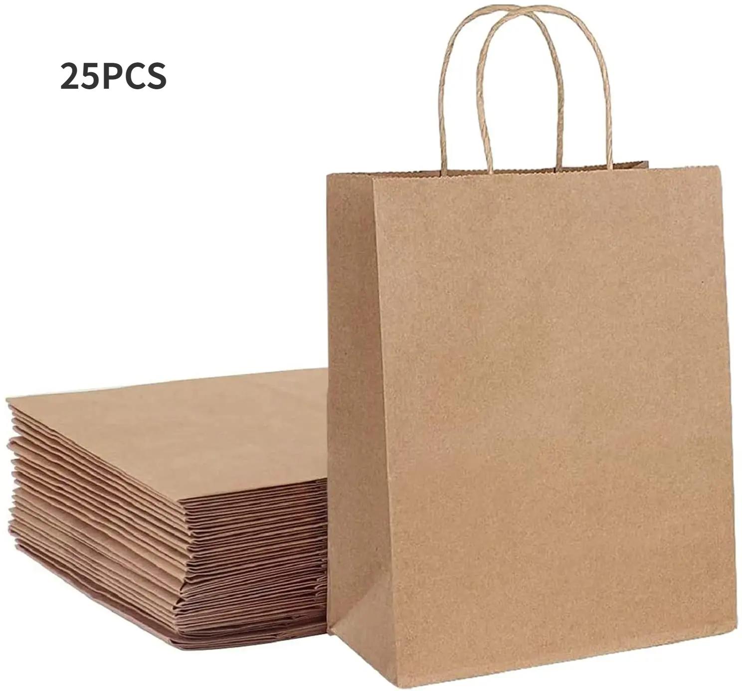 

Бумажные пакеты, крафт-пакеты, однотонные подарочные пакеты с ручками для празднования дня рождения, продуктовый магазин, розничная торговля 21x14x26cm