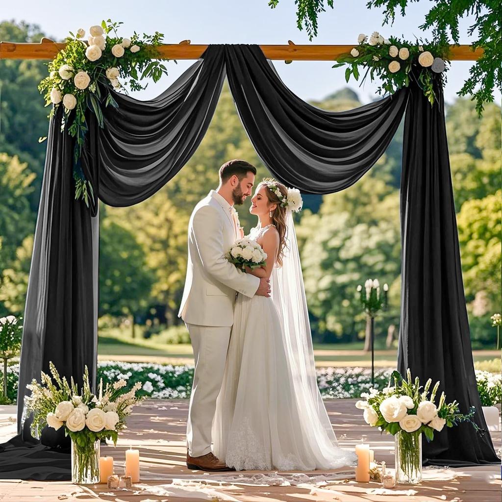 Wedding Arch Draping Fabric, Sheer Chiffon Arch Drape for Bridal Shower Backdrop Outdoor Party Arches Church Ceremony Decoration