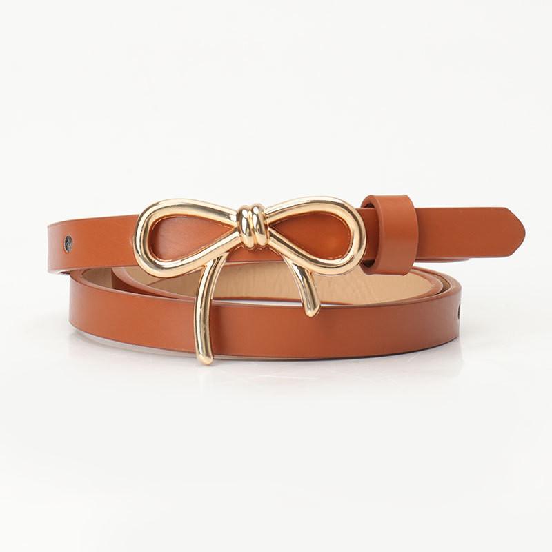 Fashion Skinny Leather Belt With Alloy Buckle For Girls And Women