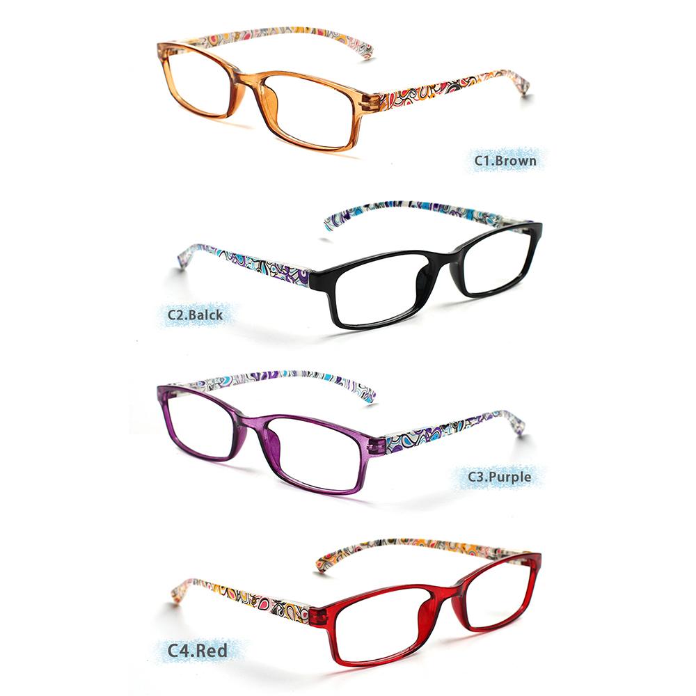 TUREZING 4 Pairs Presbyopia Eyeglasses Stylish Printed Pattern with Spring Hinges for Gentlemen Women Cheap Presbyopia Oval Clear Lenses