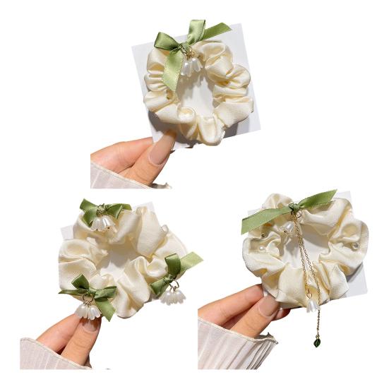 Hair Tie Satin Smooth Elastic Hair Band Flower Tassel Pendant Bowknot Decor Ponytail Bun Half-Tie Hair Rope Hair Accessories