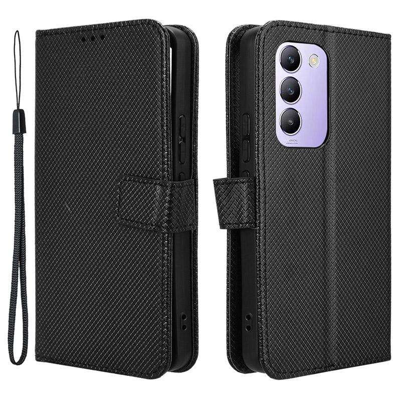 For vivo Y200e 5G/V40 SE 5G/Y100 5G (Indonesia)/V30 Lite 4G/T3 5G/Y100 4G/V30 SE 5G Case Diamond Texture Flip Phone Cover