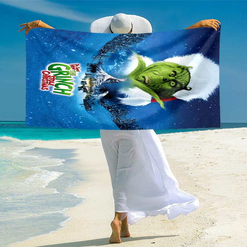 Christmas Gift Oscar Comedy Movie How the Grinch Stole Christmas soft beach towel outdoor camping vacation swinging beach scarf decorative blanket B22