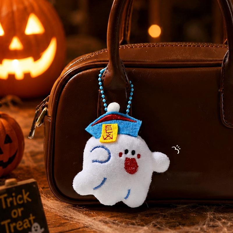 Vtipný plyšový přívěsek na klíče s hlavou dýně na Halloween Kawaii Kreslený Měkký chlupatý přívěsek na tašku Dekorace Dárek