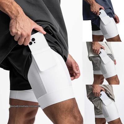 Men's Double Layer Sports Shorts - Quick-Dry, Sweat-Wicking, Ideal for Running, Basketball, and Fitness