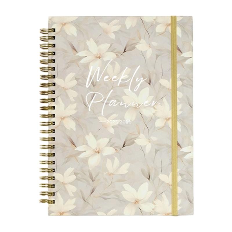 

2026 Twin Coil Binding Weekly Planner with Elastic Band Closure and Pocket 52 Weeks Monthly Planner For Daily Planning