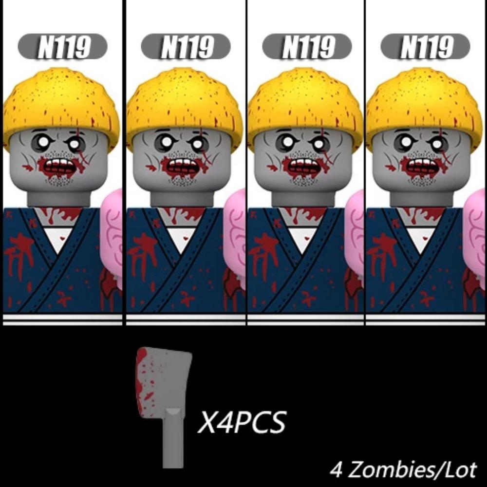 MOC Halloweenské Zombie Figurky Stavební Kostky Dvojitá Hlava Křivý Krk Příslušenství Kostky Hračky Dětský Dárek