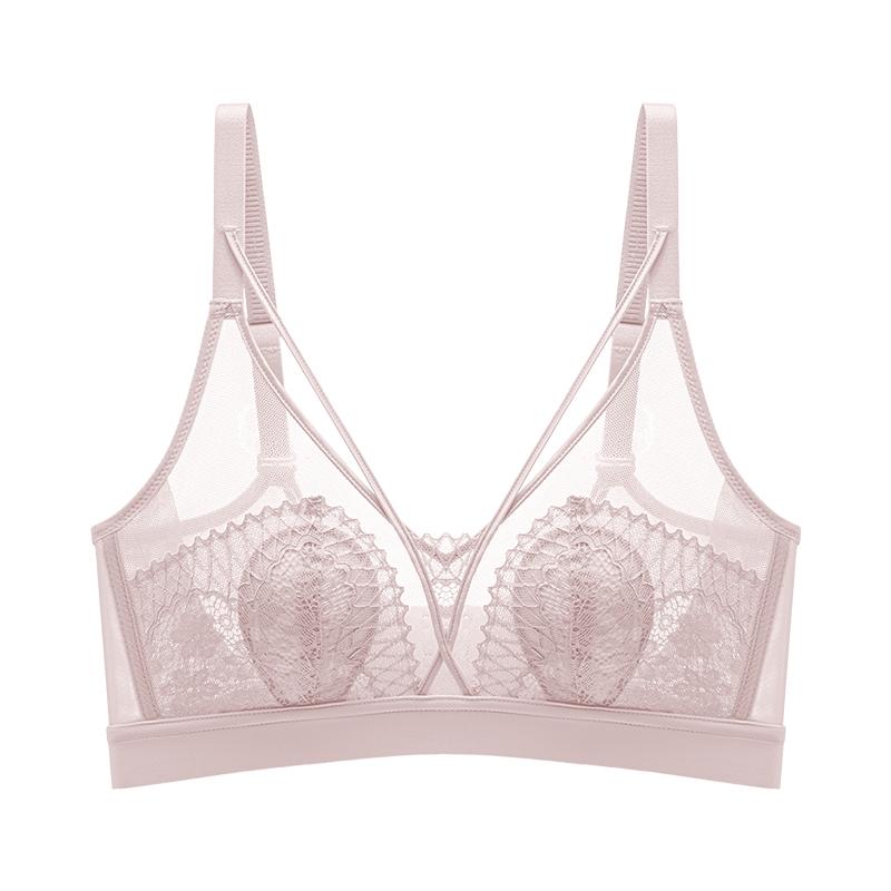 Breathable Sexy Ultra-thin Seamless Lace Underwear Women's Breasts Small Steel-free Bras Gather and Shrink Bras To Prevent Sagging