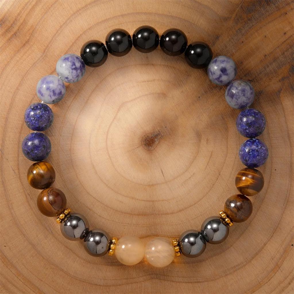 Sodalith Tigerauge Kristallarmband Damen Naturstein Lapislazuli Perlenarmbänder Citrin Schmuckzubehör