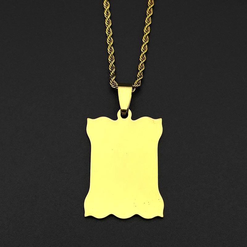 Geometric Stainless Steel Muslim Islam Allah Pendant Necklace for Women Men Chain Gold Color Quran Amulet Arabic Jewelry Gift