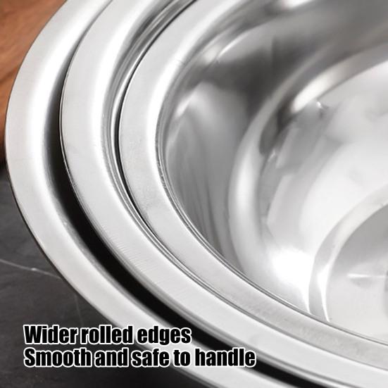 Large Capacity Dough Kneading Basin Stainless Steel Mixing Bowl, Kitchen Prep Bowl for Baking Washing Vegetables, Heavy Duty Home Flat Bottom Soup Pot
