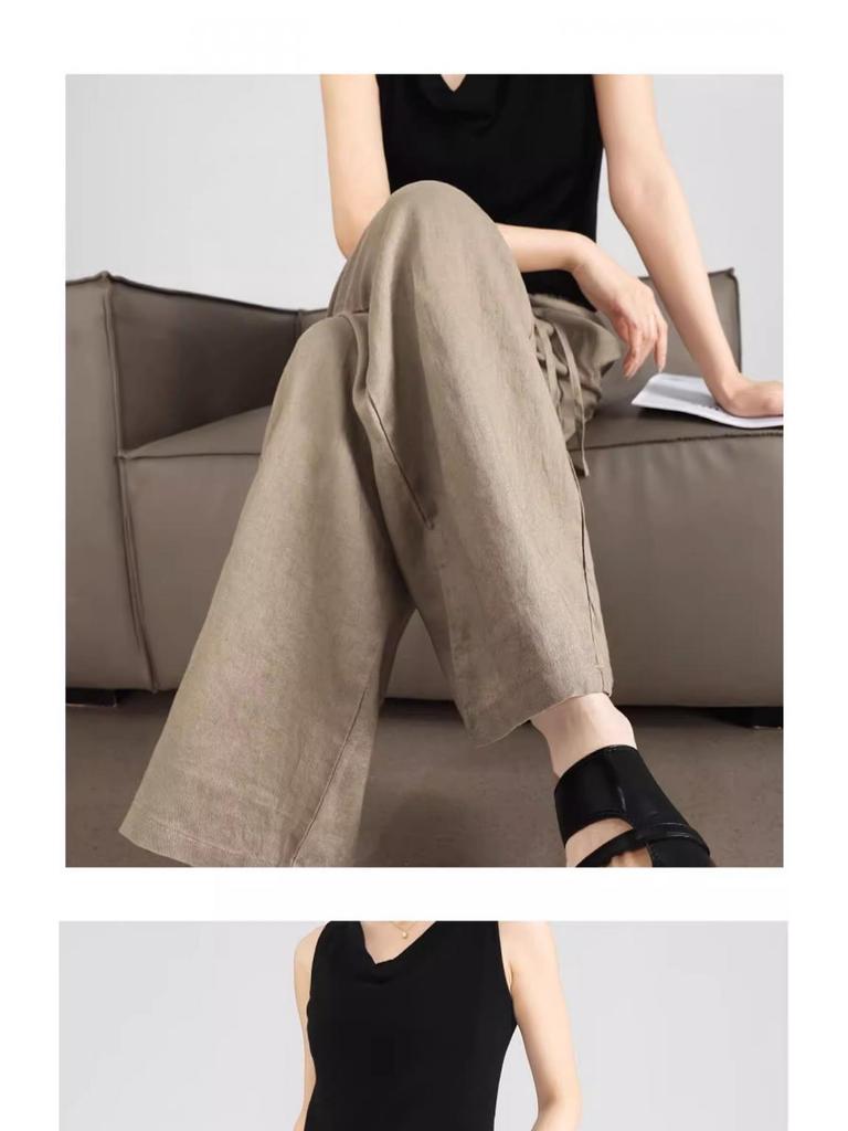 Women's Summer Wide-Leg Cotton Linen Pants: Relaxed, Versatile & Petite-Friendly
