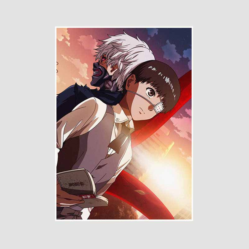 Bílý papír Plakáty a tisky Tokyo Ghoul Klasické japonské anime Nástěnné umění Malba Plakátová nástěnná malba Obrázek Manga Dárek pro fanoušky Pokojová dekorace Domácí dekorace