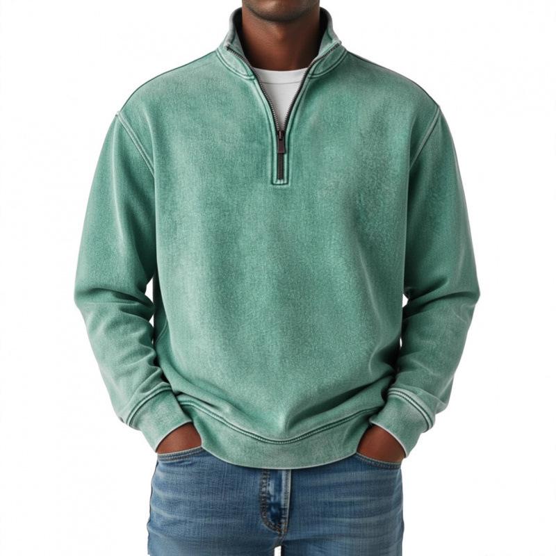 2025 European Style Men's 3D Print High Collar Half-Zip Hoodie for Spring/Autumn