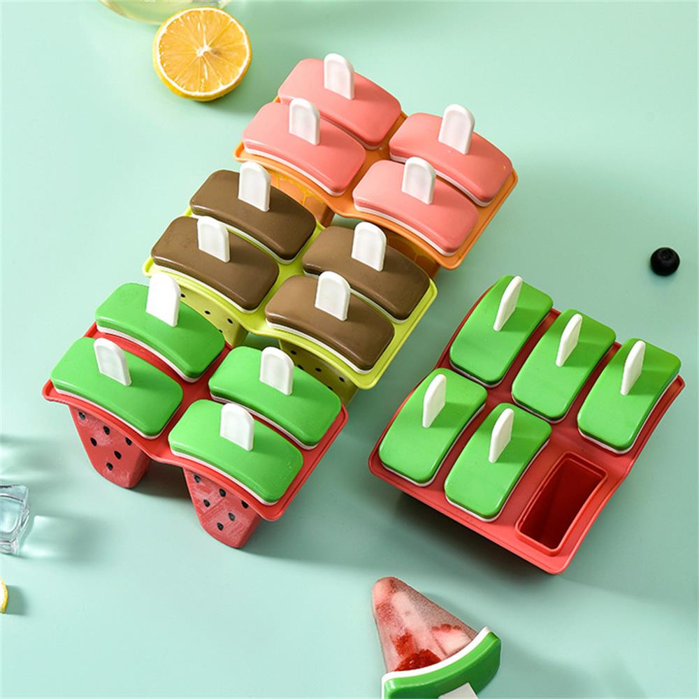 4 Stück Wassermelonen-Form Eiswürfelform, Eis am Stiel-Hersteller mit Deckel, DIY Hausgemachtes Eiscreme-Werkzeug, Auslaufsicheres Design für Gefrorene Leckereien