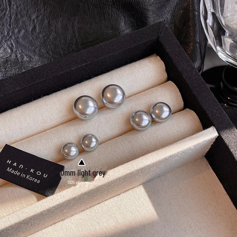 Náušnice drdol perlové barvy Aurora stříbrnošedé s jehlou ze sterlingového stříbra 925