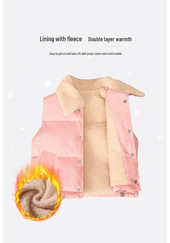 2026 Children's Fleece Vest - Girls' Autumn/Winter Warm Top Outerwear