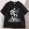 Retro Bigfoot Playing Guitar Funny 90s T Shirt Casual Cotton Short Sleeve Bigfoot Tshirt Loose Comfortable Graphic Tees