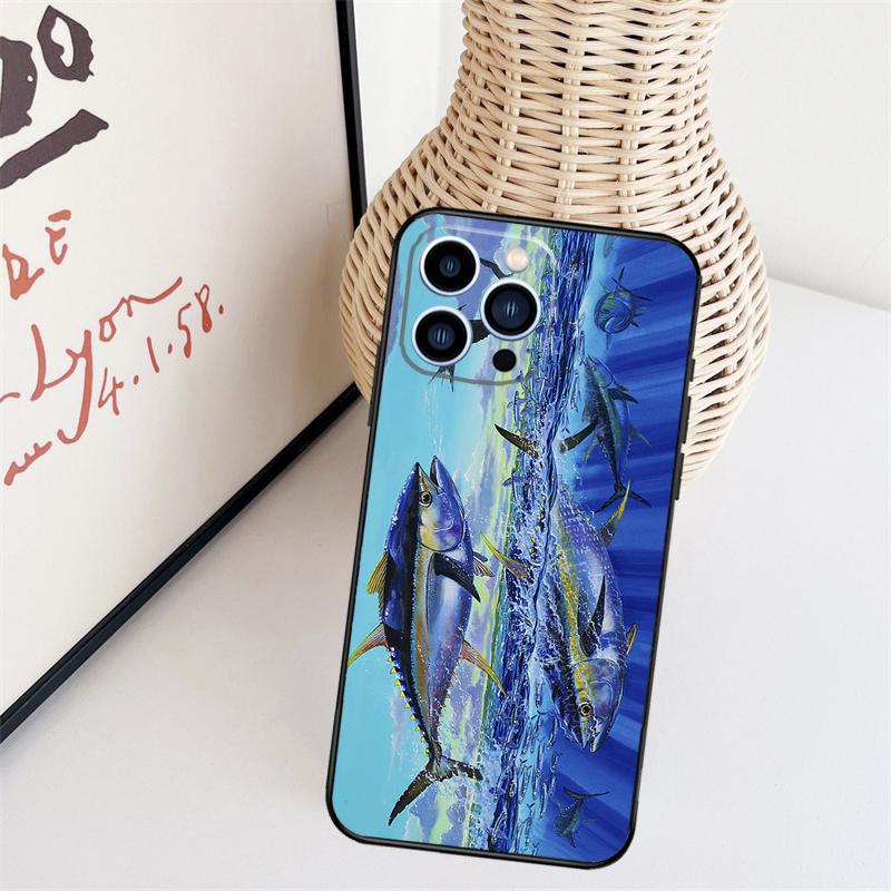 Blauflossen-Thunfisch Hülle Für iPhone 11 12 13 14 16 15 Pro Max Mini X XS Max XR Plus Cover Coque