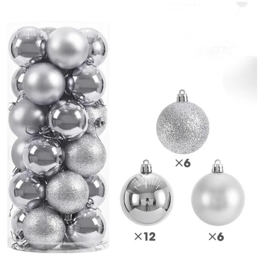 24 Stück 4/6CM Weihnachtskugeln Große Kugel Weihnachtsbaum Anhänger Ornamente für Partydeko 2025 Neujahr Navidad Geschenke Zubehör