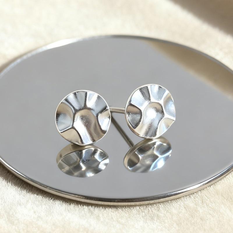 New Creative Pleated Disc 925 Sterling Silver Jewelry Personality Geometric Earrings TYB620