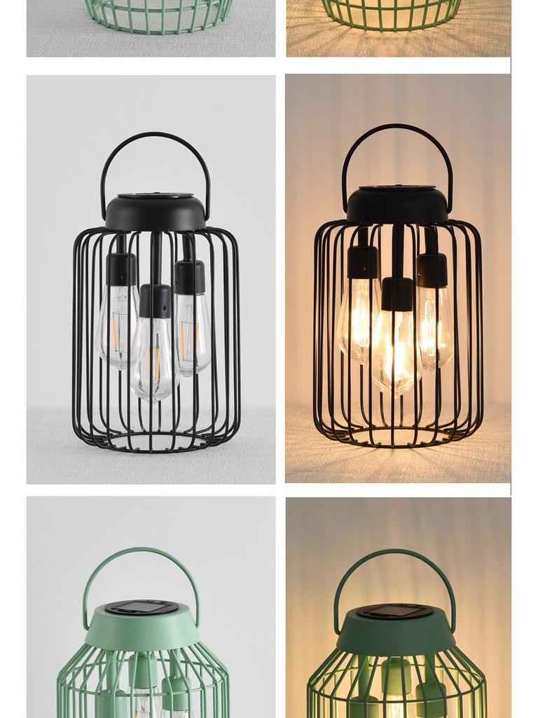 Wrought Iron Solar Garden Lantern - Decorative Outdoor Light for Courtyard and Villa.