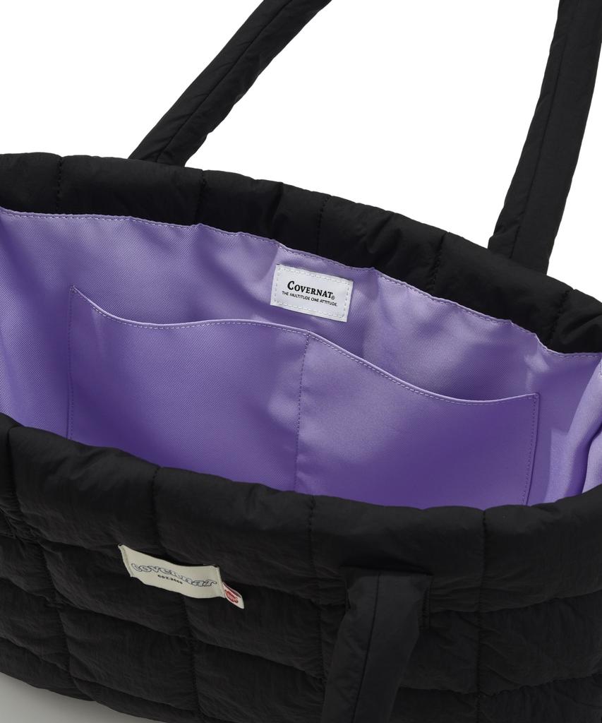 Covernat Woman Clover Heart Quilted Big Tote Bag Black