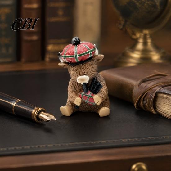 Healing Cartoon Animal Models Highland Cow Figurine, Resin Sitting Sculpture, Farmhouse Desk Matte Finish Crafts Decoration, Cute Statue for