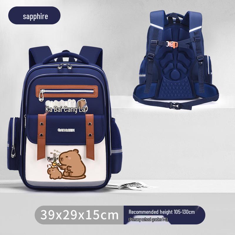 Capybara Oxford Spine-Support Backpack for Grades 1-6: Boys & Girls School Bag