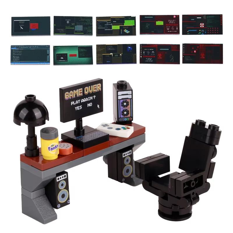 Accesorii Imprimate Oras Blocuri de Constructie Controller Calculator Monitor Tastatura Tablou de Bord Telefon Mobil Radio Mini Caramizi Jucarii pentru Copii