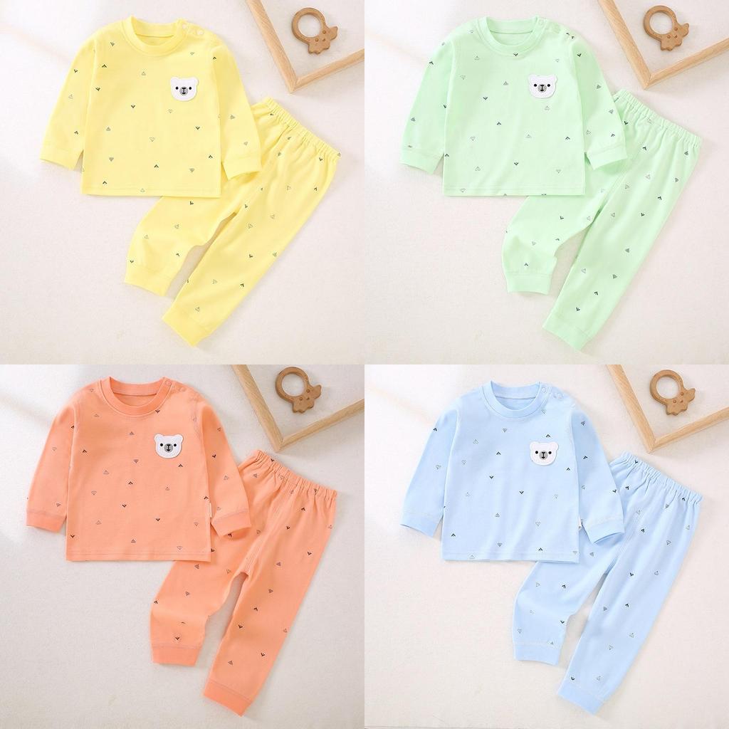 Baby Cotton Sleepwear Set For Toddlers With Animal Prints And Snap Shoulder Closure