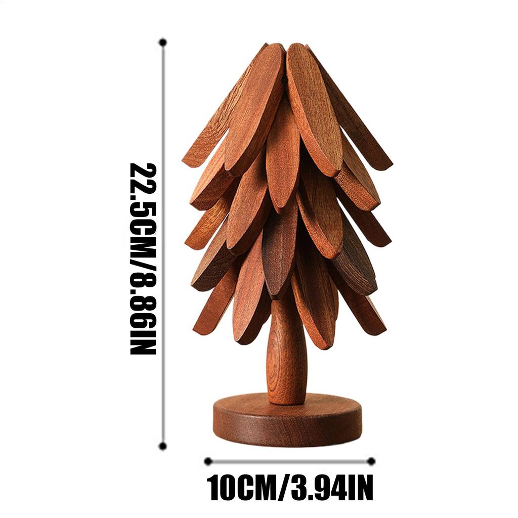 Wooden Tree Trivets Folding Heat Resistant Wood Christmas Tree Teapot Coaster Tabletop Protection Hot Pot Coaster Home decor