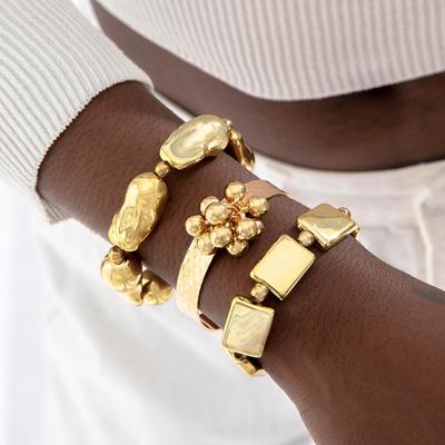 3PCS European and American Fashion Golden Irregular Pearl CCB Opening Bracelet Set for Women Girls Jewelry Party Handmade