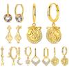 Goldener Pferdekopf Hufeisen Sonne Mond Anhänger Ohrringe 925 Silber Ohrringe Valentinstag Damen Geschenk Accessoire