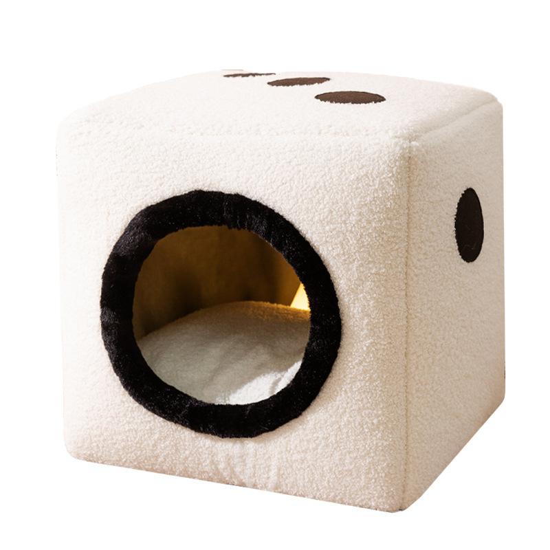 Autumn and Winter Closed Black and White Dice Cat Nest Warm and Thickened Dog Nest Teddy Dual-purpose Stool Pet Nest Dog Mat
