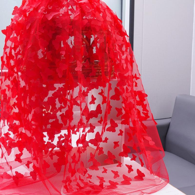 1/3/5 Yards Tulle Embroidery Butterfly Organza Fabric for Wedding Birthday Party Dress Fabric DIY Background Decoration