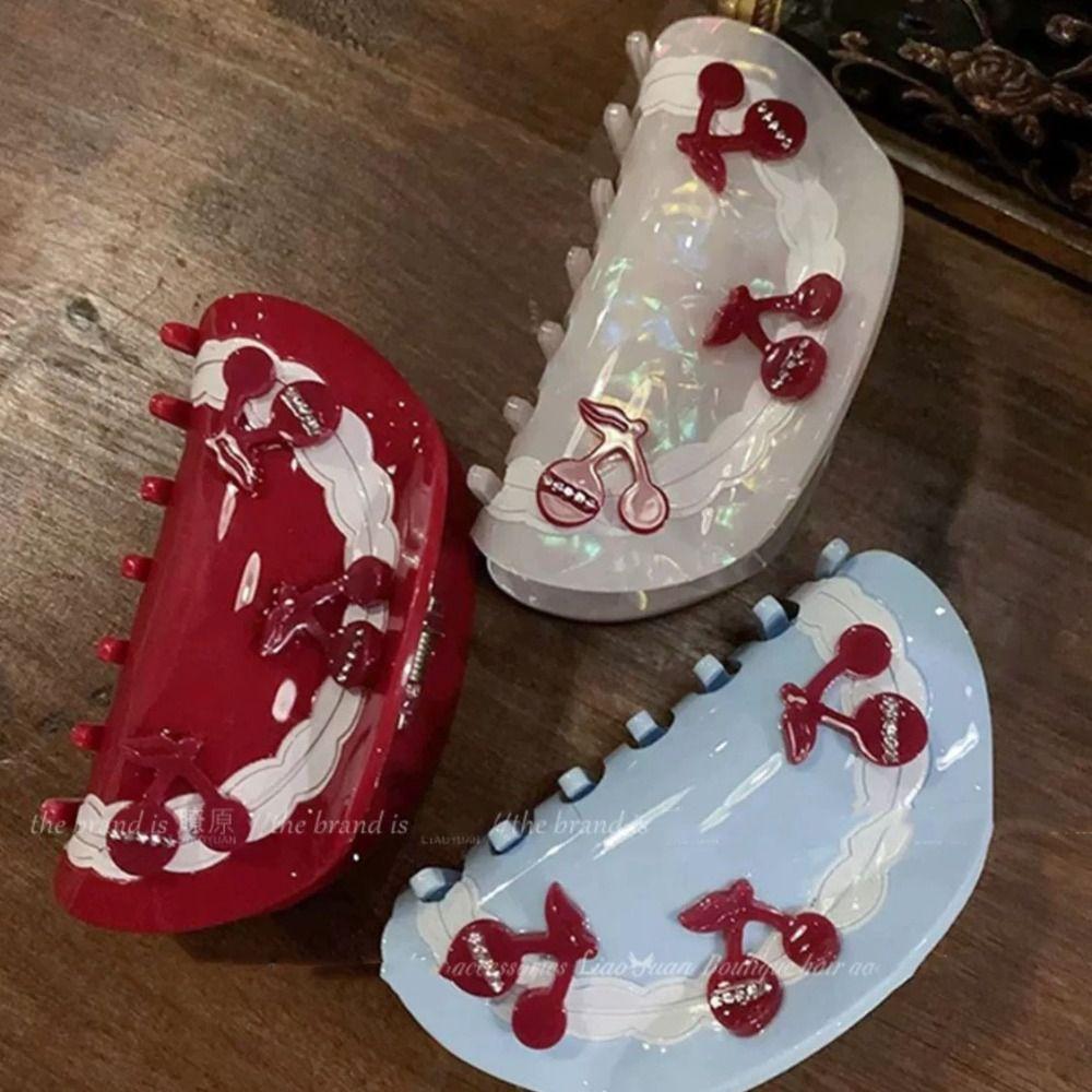 Acetate Cherry Shark Clip Korean Style Geometry Hair Crab Clip Acetic Acid Hair Claw Girls