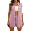 Women's Fashionable Loose Sleeveless Top + Shorts Casual Two-Piece Set