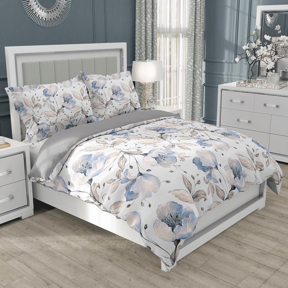 Fresh And Simple Flower Spring And Summer Three-Piece Set Tk3D Digital Printing Quilt Cover Bedding