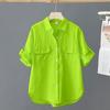 Western Style Short-sleeved Shirt Ladies Loose Summer Half-sleeved Blouse Ins Trendy Retro Casual Shirt