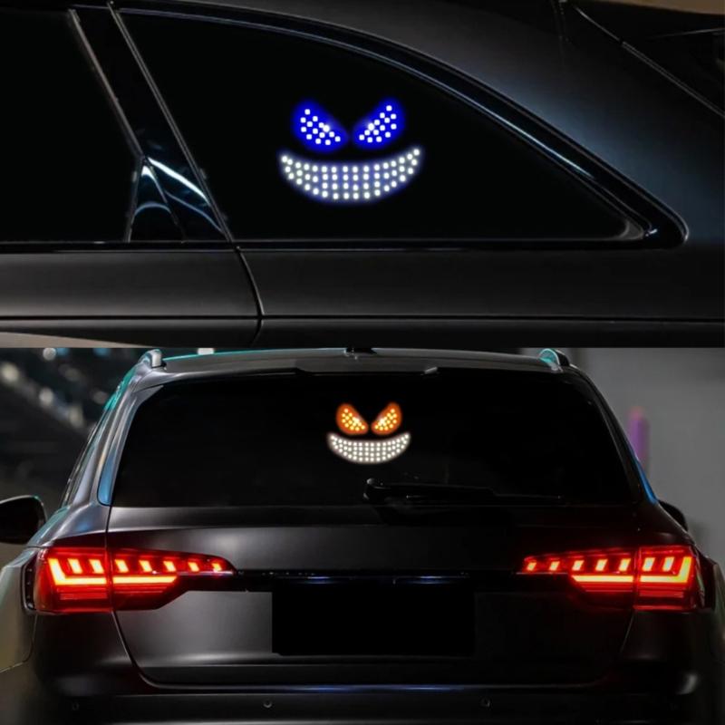 Playful Cartoon Face LED Lamp For Automotive Use With Strong Adhesive Backing And Sturdy Acrylic Material
