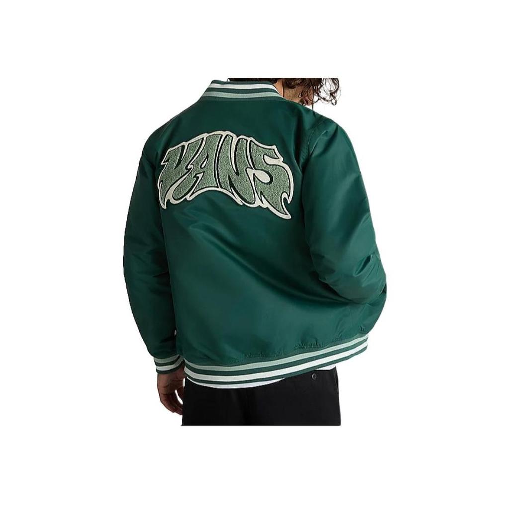 Vans Dunton Logo Print Baseball Collar Long Sleeve Jacket Men Jackets Green VN000G81BDX